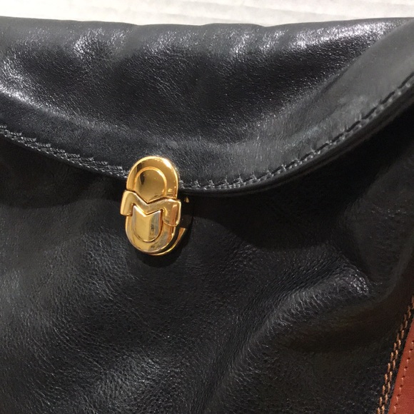 MARINO ORLANDI Black/ Brown Shoulder Leather Bag - Picture 3 of 13